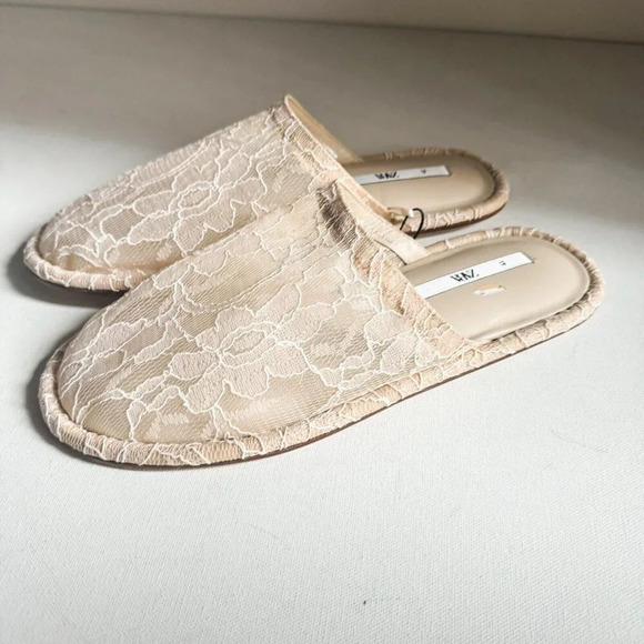 Zara Lace Top Round Toe summer Slides 41 - Picture 9 of 9